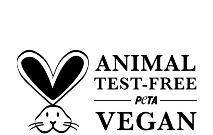 PETA logo with 'Animal Test-Free' and 'Vegan' text on a white background