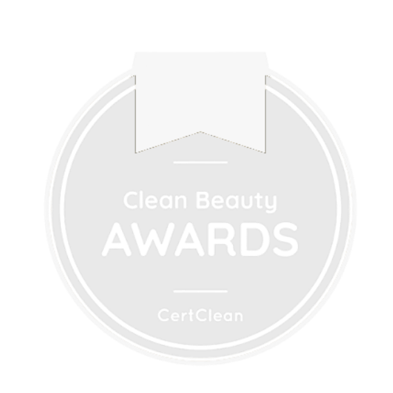Circular badge with 'Clean Beauty Awards' and 'CertClean' text on a white background